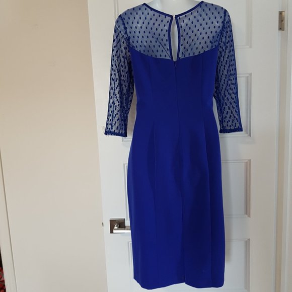 OLIMARA Blue Cocktail Dress, Made in Spain, sz. 8 - Picture 2 of 14